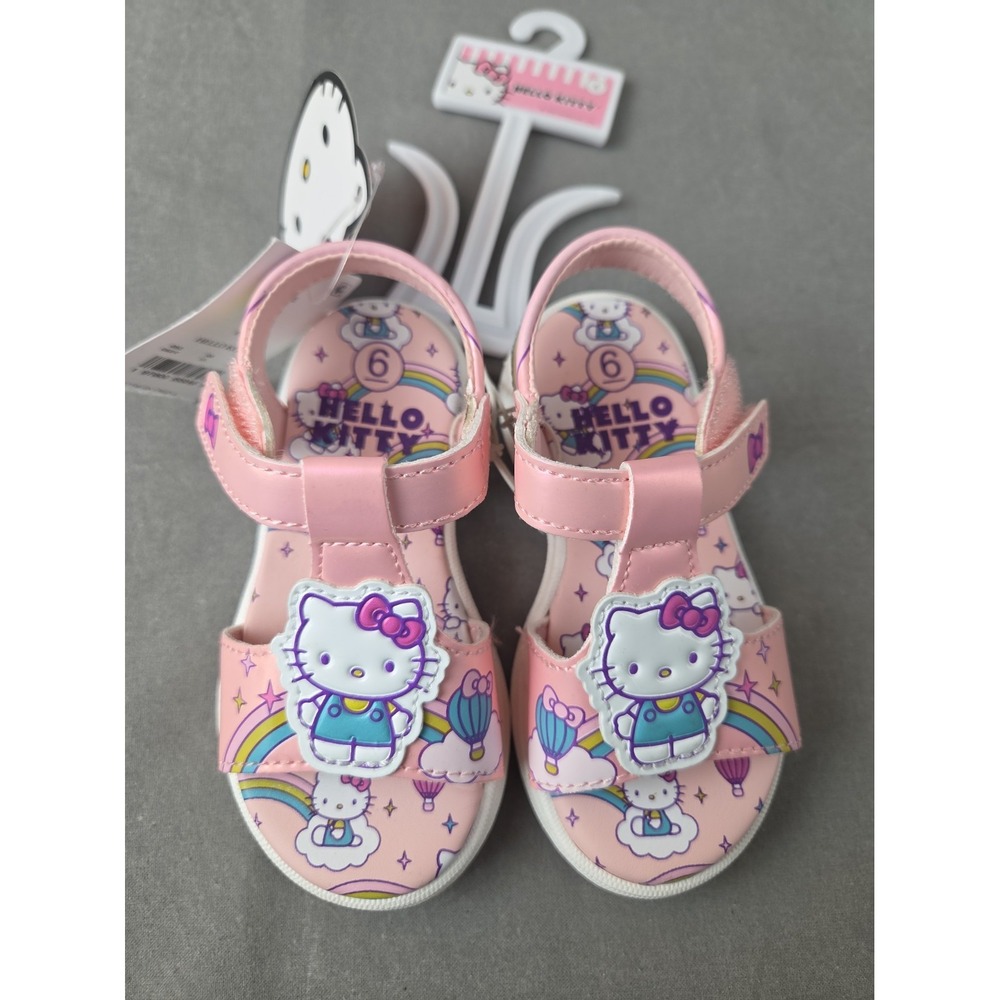 Sanrio Hello Kitty Toddler Sandals Size 6 Pink Rainbow Hot Air Balloon NWT
